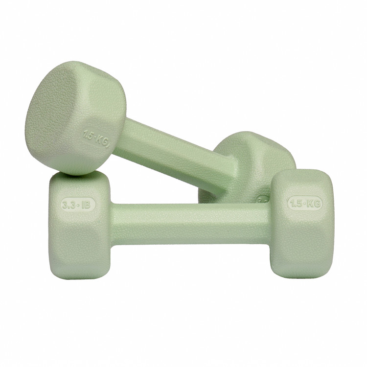 دمبل ۱.۵کیلویی رنگ سبز مغز پسته ای با روکش ترموپلاستیک