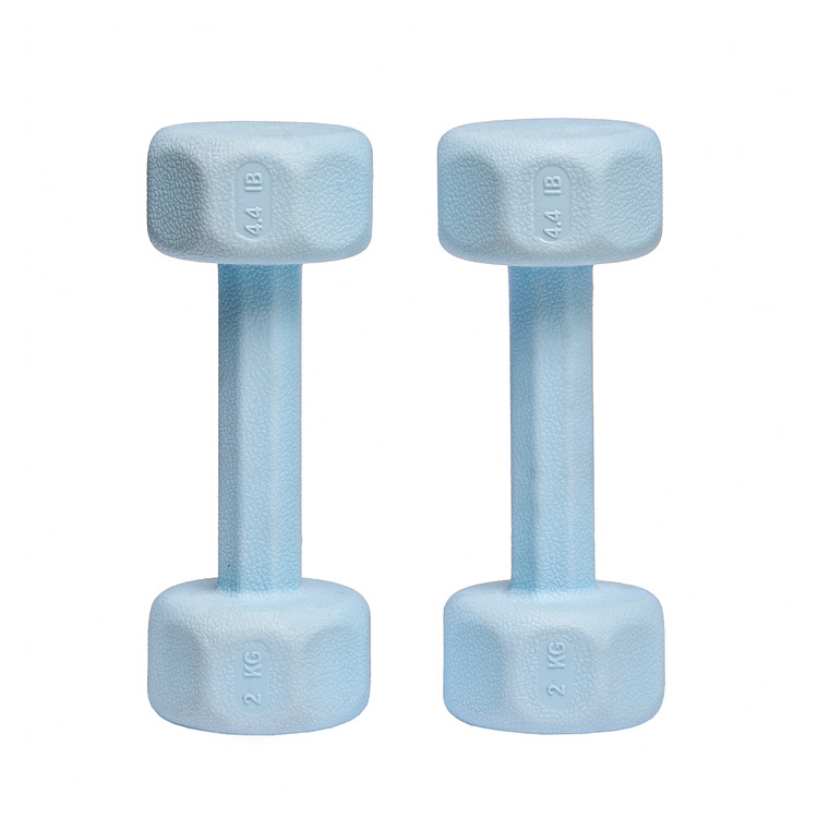 دمبل ۲کیلویی رنگ آبی یخی با روکش ترموپلاستیک